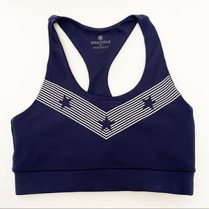SOULCYCLE Stars and Stripes navy blue sports bra